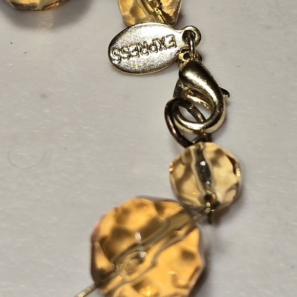 Vintage Handmade Gold Tone Yellow Beaded Fashion Bracelet 18 - Picture 2 of 2